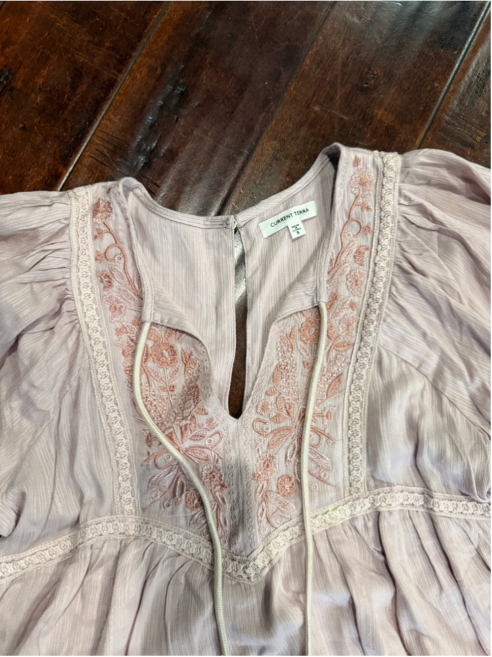 Women's Current Terra Mini Dress Size S Pink Beige Embroidered Boho - Picture 3 of 6